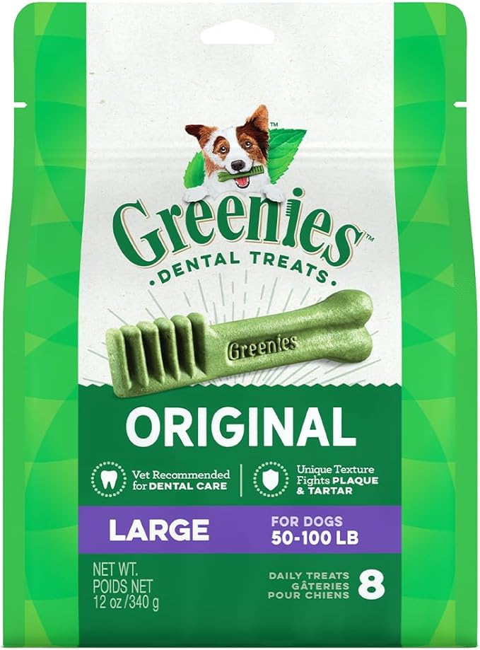 Greenies Original Large Natural Dental Care Dog Treats, 12 oz. Pack (8 Treats) - PAWPICO