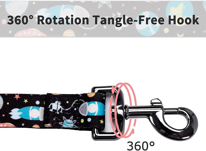 Ihoming Dog Collar and Leash Set for Daily Outdoor Walking Running Training, Space Design for Large Boys Girls Dogs Cats Pets, L-Up to 80LBS Ihoming