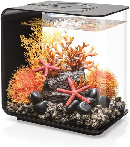 biOrb Flow 15 Acrylic 4-Gallon Aquarium with Multi-Color Remote-Controlled LED Lights Modern Compact Tank for Tabletop or Desktop Display, Black biOrb