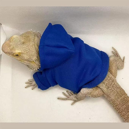 Lizard Clothes for Bearded Dragons Handmade Cloth Material Hoodies Sweater Coat Reptile Apparel Costume Skin Protection Photo Party for Lizard Bearded Dragon Crested Gecko Chameleon (Blue) KUNBIUH