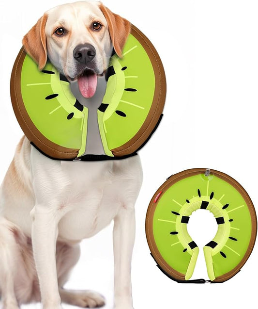 Dog Cone Collar for Small Medium Large Dogs for After Surgery, Pet Inflatable Neck Donut Collar Soft Protective Recovery Cone for Dogs and Cats-Alternative E Collar Does Not Block Vision-Kiwifruit,XL MIDOG