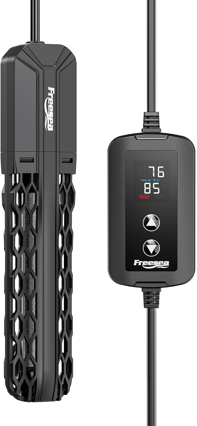 FREESEA Aquarium Heater for Fish Tank: 100W/200W/300W/500W Submersible Fish Tank Heaters with Over-Temperature and Off-Water Protection for 10-20 Gallon Saltwater and Freshwater FREESEA