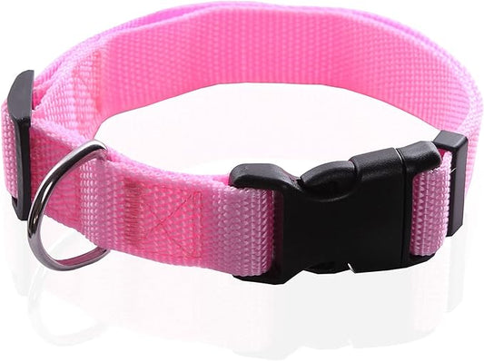 Adjustable Nylon Dog Collar, pet Collar 1 Inch 3/4 Inch 5/8 Inch Wide, for Large Medium Small Dogs (S(5/8" x 11-16"), Pink) TAIDA