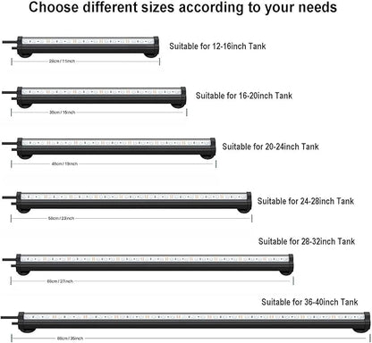 Aquarium Light with Air Bubble Hole, Full Spectrum RGB LED Submersible Fish Tank Lights, Sunrise Sunset Mode IP68 Waterproof with Remote Controller for fish and plants (38cm/15inch) ABESTFISH