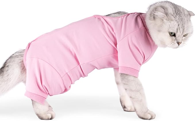 LIANZIMAU Cat Surgical Recovery Suit Professional for Male Female Dog Abdominal Wounds Cone E-Collar Alternative Anti-Licking Pet Surgical Recovery Pajama Suit Soft Fabric Onesie for Cats Lianzimau
