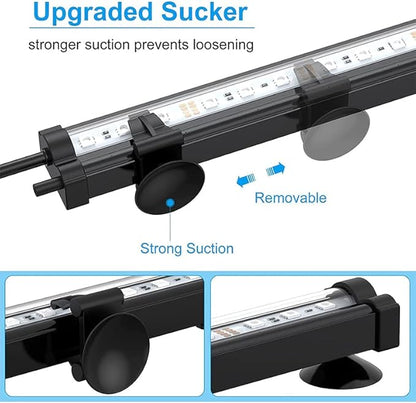 Aquarium Light with Air Bubble Hole, Full Spectrum RGB LED Submersible Fish Tank Lights, Sunrise Sunset Mode IP68 Waterproof with Remote Controller for fish and plants (48cm/19inch) ABESTFISH