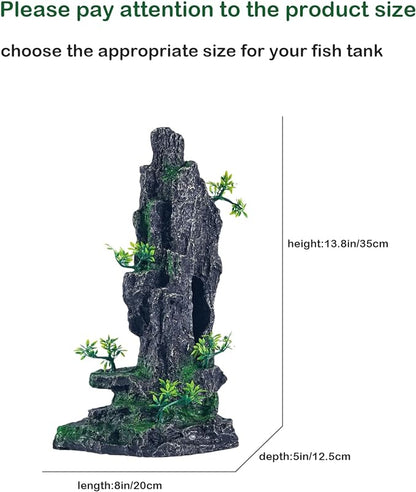 Large Fish Tank Decorations - Mountain View Aquarium Ornament with Tree House Cave SiissaPeksid