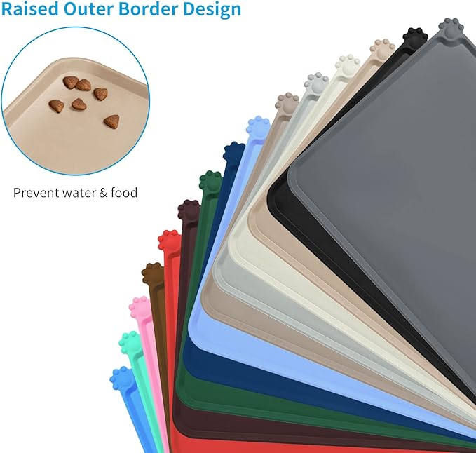 AUDWUD Silicone Waterproof Dog Cat Pet Feeding Mats,Anti Slip Pet Bowl Mats,Pet Feeding Mat - PAWPICO