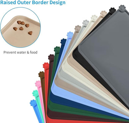 AUDWUD Silicone Waterproof Dog Cat Pet Feeding Mats,Anti Slip Pet Bowl Mats,Pet Feeding Mat - PAWPICO