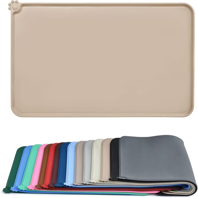 AUDWUD Silicone Waterproof Dog Cat Pet Feeding Mats,Anti Slip Pet Bowl Mats,Pet Feeding Mat, 34" x 23" - PAWPICO