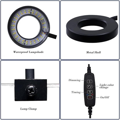 Upgraded Aquarium Light with Timer Clip On Fish Tank LED Light Small USB Light Dimmer Multi-Color White+Warm Yellow+Yellow 1 to 5 Gal (Adapter NOT Included) PUEUTU