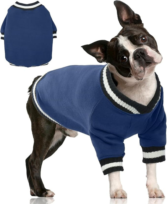 FUAMEY Dog Pullover Sweatshirt，Dog Winter Sweaters Warm Dog Clothes Dog Vest Thick Puppy Pullover Soft Pet Fleece Sweater Cute Doggie Boy Girl Outfit for Small Medium Dogs Blue L - PAWPICO