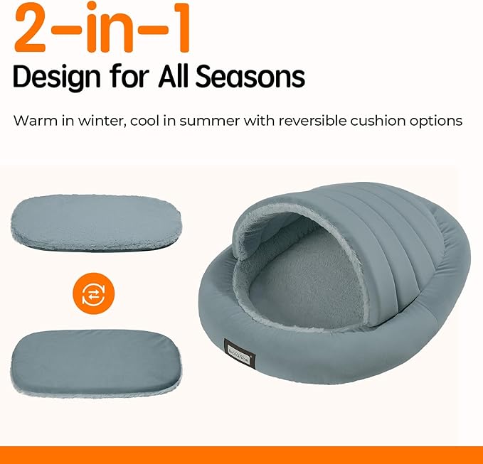 BALANCE 2 in 1 Cat Bed Cave for Kittens and Small Dogs, Cat Tents for Indoor Cats, Covered Cat Beds with Removable Cushion, Calming Cat Nest, Cat Hideaway, Washable Cat House with Non-Slip Bottom - PAWPICO
