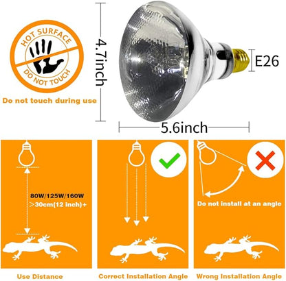 LUCKY HERP 100 Watt UVA+UVB Full Spectrum Vapor Heat Lamp Bulb, High Intensity Self-Ballasted Heat Basking Lamp/Bulb/Light for Reptile and Amphibian, Sun Lamp for Bearded Dragon Lizard Turtle(Clear) LUCKYHERP