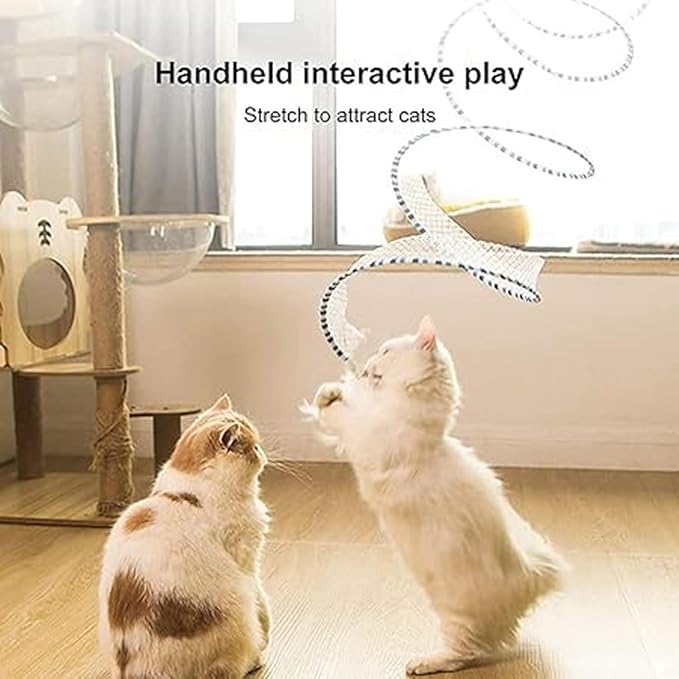 Folded Cat Tunnel Toy for Indoor Cats, 2 PCS Collapsible Pet Spring Cat Toys with Feather Mouse Upgrade Interactive Toy Playing Tent for Puppy Kitten Accessories Home - PAWPICO