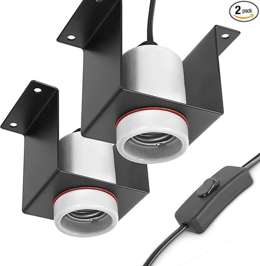 Reptile Ceramic Socket, Heat Lamp Holder for Terrariums and Vivariums, Gecko Lizard Heat Lamp Bracket Light Fixture, Bulb Not Included Trakem