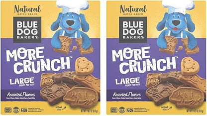 Blue Dog Bakery Natural Dog Treats, More Crunch Large, Assorted Flavors, 18oz Box, 1 Box (Pack of 2) - PAWPICO
