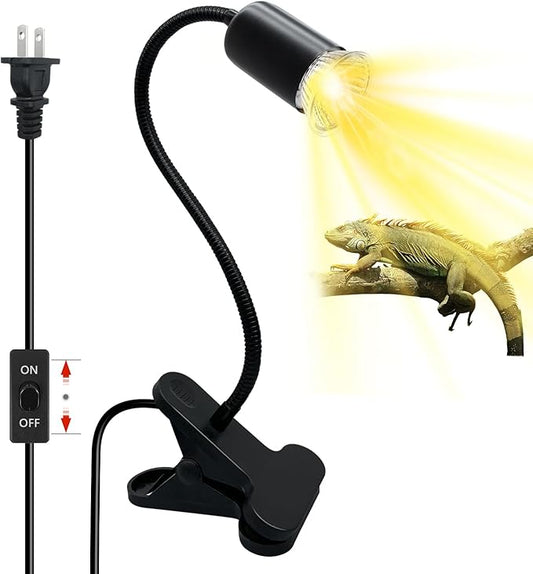 Reptile Heat Lamps Turtle Heating Light with 10mm Thick Metal Tube Reptile Light with On/Off Switch 360° Rotatable Heat Lamp for Bearded Dragon Reptiles Turtle Lizard Snake(No Bulb) WTETMYL