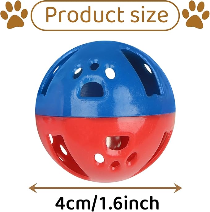 24pcs Value Pack Plastic Ball Cat Toys Lattice Balls with Bell Jingle Kitten Toy Rainbow Ball, Gift Box Styles - PAWPICO
