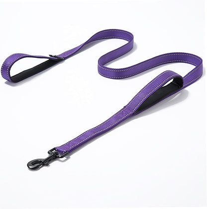 Heavy Duty Dog Leash - 2 Handles by Padded Traffic Handle for Extra Control, 6foot Long - Perfect for Medium to Large Dogs (Purple, 6 ft) JEWOSTER