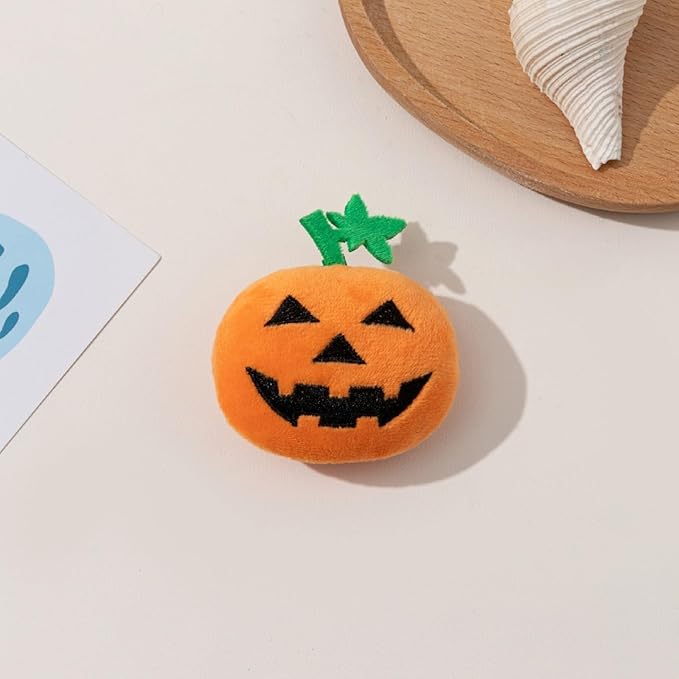 4PCS Halloween Pumpkin Cat Squeaky Toys Interactive Plush Pet Toy for Indoor Cats with Squeaker - PAWPICO