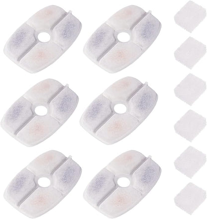 furrybaby Carbon Replacement Filters for Cat and Dog Fountain, Premium Pet Water Fountain Dispenser Filters (6 Packs for Rectangular White) - PAWPICO
