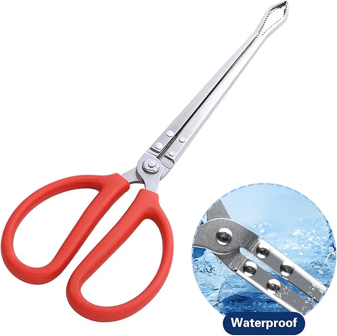 2 PCS Snake Feeding Tongs 15 Inch Extra Long Stainless Steel Reptile Feeding Tongs Including 1 Curved Mouth and 1 Straight Mouth Feeding Tong Tweezers for Ball Python Fish Aquariums Reptiles Snakes QoTang
