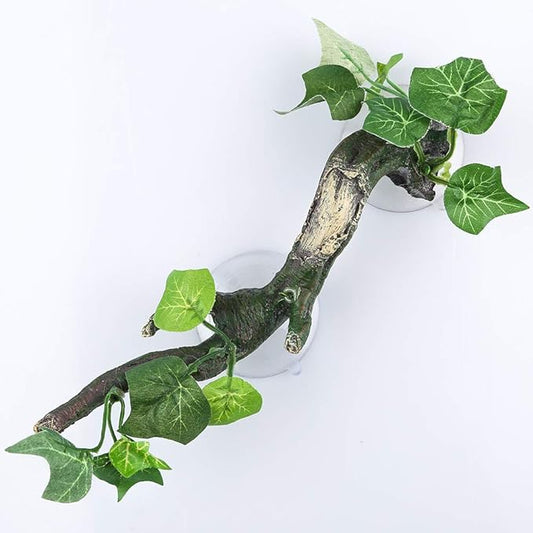 AQUA KT Reptile Corner Branch Terrarium Plant Decoration with Suction Cup for Amphibian Lizard Snake Climbing AQUAKT