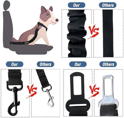 COOYOO Dog Seat Belt,3 Piece Set Retractable Dog Car Adjustable Seatbelts for Vehicle Nylon Pet Safety Heavy Duty & Elastic & Durable Car Harness for Dogs - PAWPICO