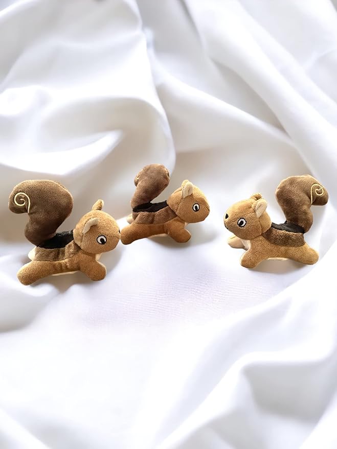 Hide and Seek Dog Toy, Stuffed Animal Tree House, Burrow Dog Toy, Hide and Seek Toy for Small Dogs (Replacement Animals, Squirrel) - PAWPICO