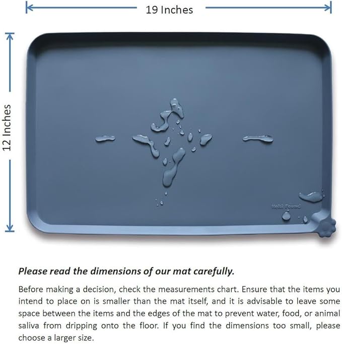 Hoki Found -Waterproof Pet Feeding Mats with High Lips - Multiple Size and Colors for Dogs, Cats & Others-G - PAWPICO
