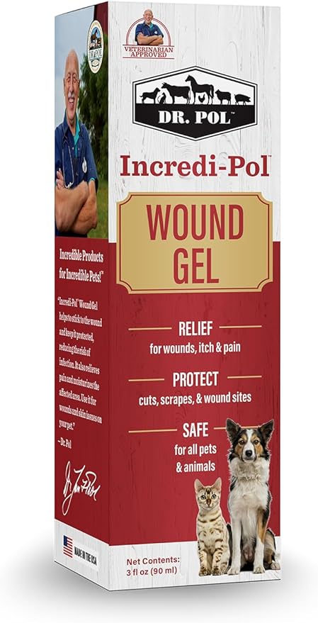 Dr. Pol Incredi-Pol Wound Gel Spray for Dogs, Cats, and All Animals - Dog Wound Care Gel to Relieve Itch and Pain - Protects Wounds, Scrapes, and Incisions - 3 Fluid Ounces DrPol