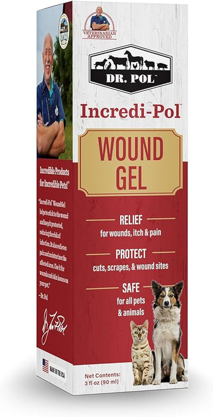 Dr. Pol Incredi-Pol Wound Gel Spray for Dogs, Cats, and All Animals - Dog Wound Care Gel to Relieve Itch and Pain - Protects Wounds, Scrapes, and Incisions - 3 Fluid Ounces DrPol