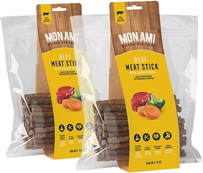 Mon Ami Beef Meat Sticks for Dogs with Farm Fresh Vegetables (28 Oz) – Human Grade Dog Treats with Superfoods - Training Treats for Dogs - Healthy Dog Treats for Small, Medium and Large Dogs - PAWPICO