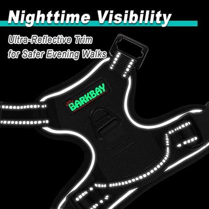 BARKBAY Dog Harness No Pull 3 Buckles for Medium Dogs - Adjustable, Reflective, Comfortable, No Choke, Heavy-Duty - Perfect for Outdoor Training, Walking, and Hiking - Strong & Durable - M & Black BARKBAY