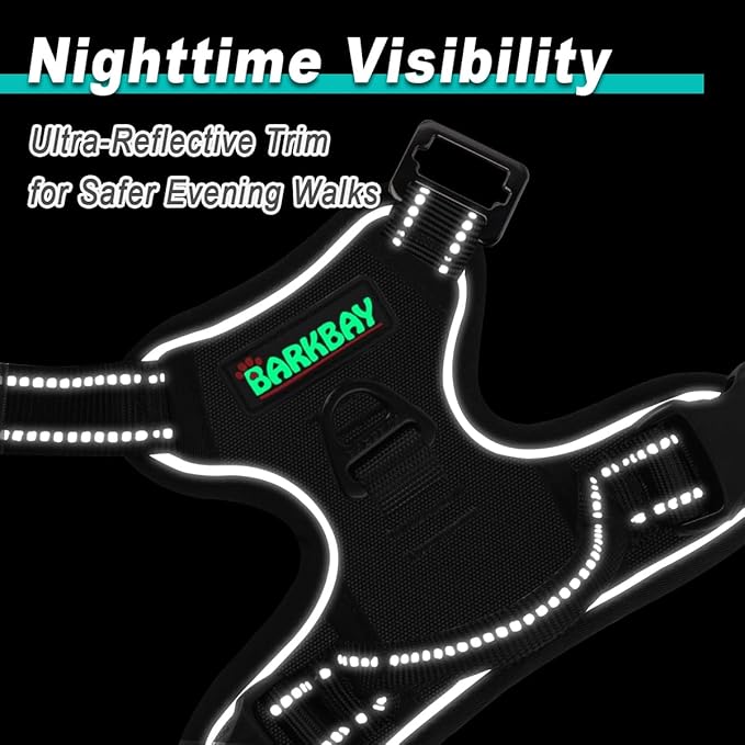 BARKBAY Dog Harness No Pull 3 Buckles for Small Dogs - Adjustable, Reflective, Comfortable, No Choke, Heavy-Duty - Perfect for Outdoor Training, Walking, and Hiking - Strong & Durable - S & Black BARKBAY