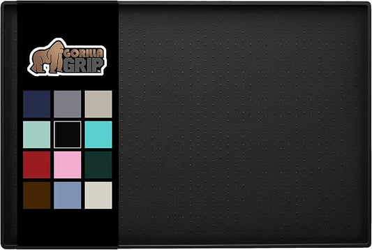 Gorilla Grip 100% Waterproof Raised Edge BPA Free Silicone Pet Feeding Mat, Dog Cat Food Mats Contain Spills Protects Floors, Placemats for Cats and Dogs Water Bowl, Pets Accessories 32x24 Black - PAWPICO
