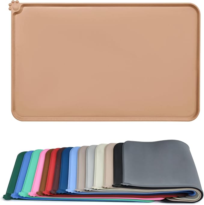 AUDWUD Silicone Waterproof Dog Cat Pet Feeding Mats,Anti Slip Pet Bowl Mats,Pet Feeding Mat,21" x 15" - PAWPICO