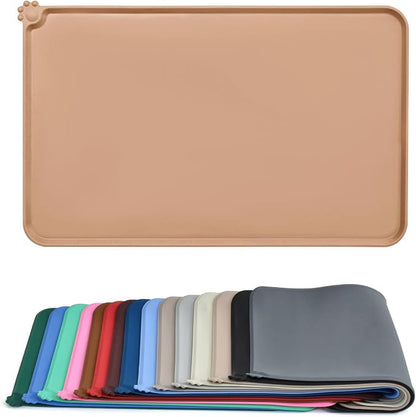 AUDWUD Silicone Waterproof Dog Cat Pet Feeding Mats,Anti Slip Pet Bowl Mats,Pet Feeding Mat, 24" x 16" - PAWPICO