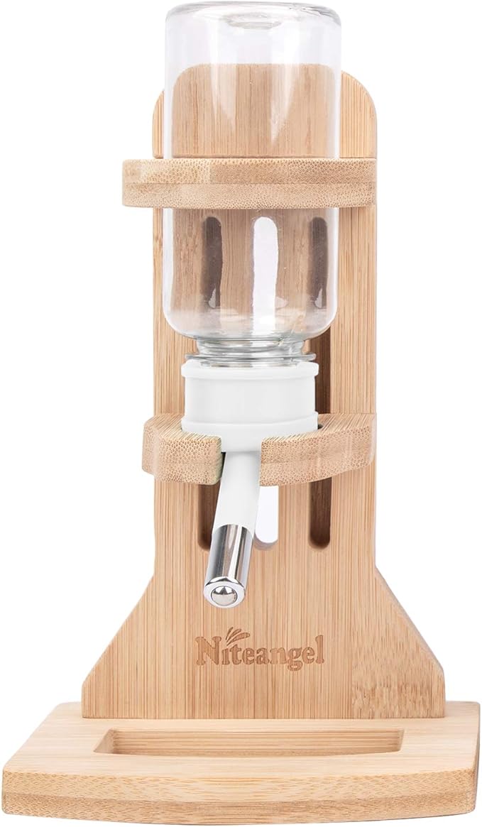 Niteangel Water Bottle with Stand for Syrian Dwarf Hamsters Gerbils Mice Rats Degus Small pet Rodents(White) Niteangel