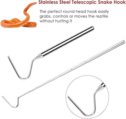 Collapsible Snake Hook Stainless Steel Extensible Snake Catcher Capture Hook for Catching Handling Grabber Separate Small Pet Snake PAWPICO