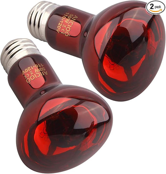 Aiicioo Reptile Red Light Bulb - Reptile Heat Lamp Bulb Infrared Basking Spot Lamp for Bearded Dragon Lizard Turtle Hermit Crab Leopard Gecko Snake Chameleon 50W AIICIOO