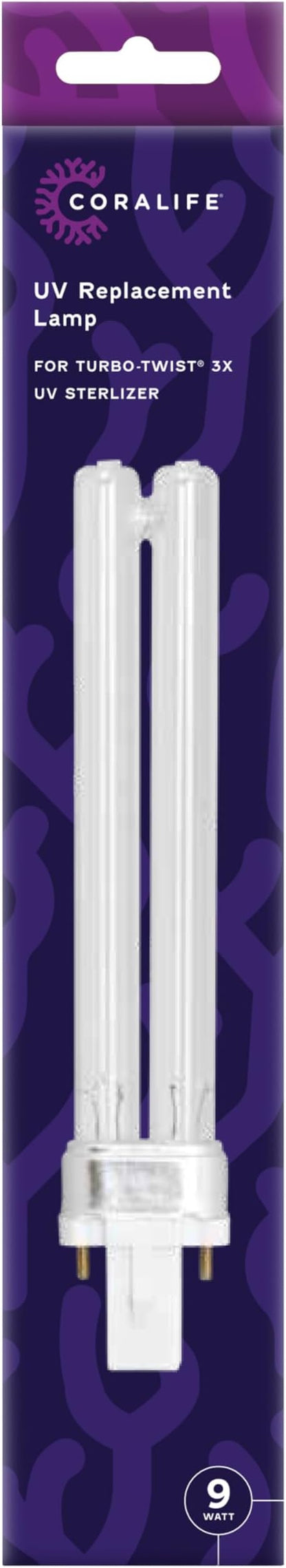 Coralife Aquarium Fish Tank Marine Salt Water Turbo-Twist UV Sterilizer 9 Watt Replacement Bulb, For 3X up to 125 Gallons Coralife