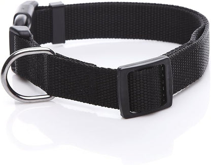 Adjustable Nylon Dog Collar, pet Collar 1 Inch 3/4 Inch 5/8 Inch Wide, for Large Medium Small Dog ((L(1" x 16-23"), Black) TAIDA