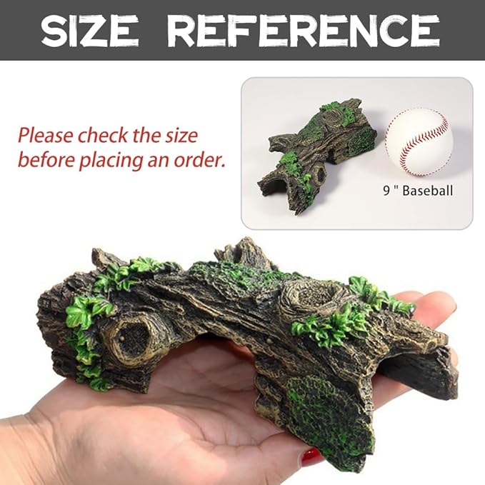 Fish Tank Decorations - Large Aquarium Decorations Air Bubbler Tree Fish House for Betta Hideout Caves Buddha Decor Temple Ruins Arched Betta Fish Accessories Reptile House Shelter Decor (Wood B-S) PTFJZ