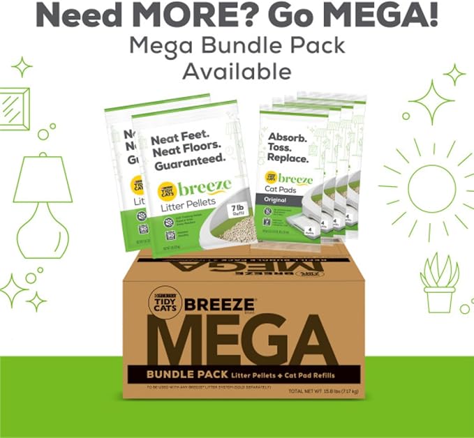 Purina Tidy Cats Litter, Breeze Litter Pellets to be Used with Breeze Litter System, Prevents Dust and Tracking, 3.5 LB Each (Pack of 2) - PAWPICO