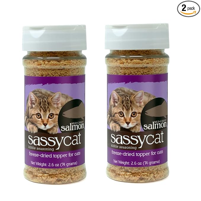 Herbsmith Sassy Cat Kibble Seasoning – Freeze Dried Salmon – Cat Food Topper for Picky Eaters [Bundle x2 Salmon] - PAWPICO