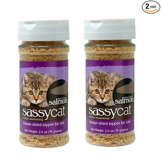 Herbsmith Sassy Cat Kibble Seasoning – Freeze Dried Salmon – Cat Food Topper for Picky Eaters [Bundle x2 Salmon] - PAWPICO