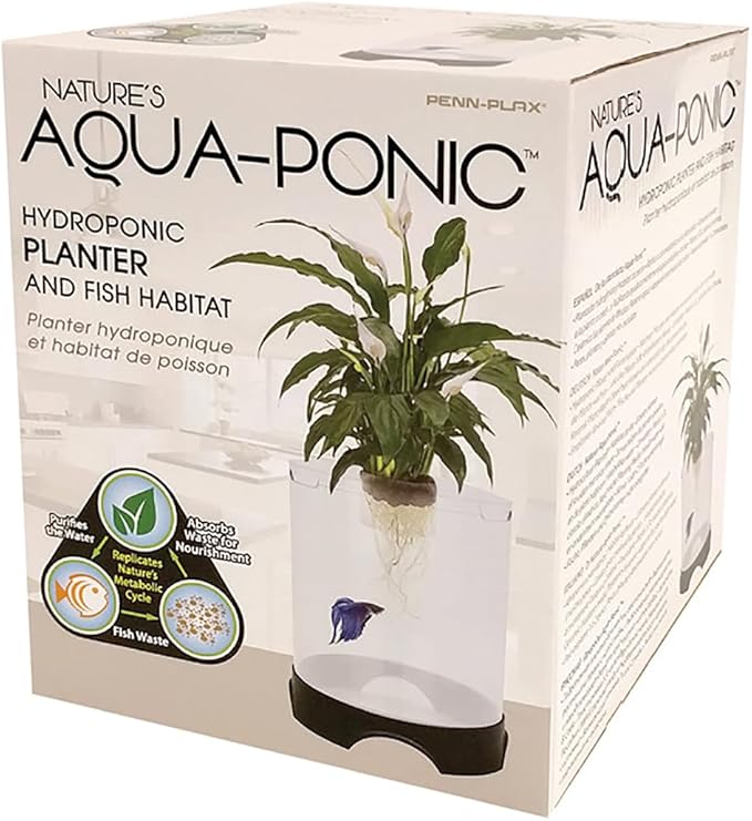 Penn-Plax Aquaponic Planter and Aquarium for Betta Fish | Tank Promotes Healthy Hydroponic Environment for Plants and Fish Penn-Plax
