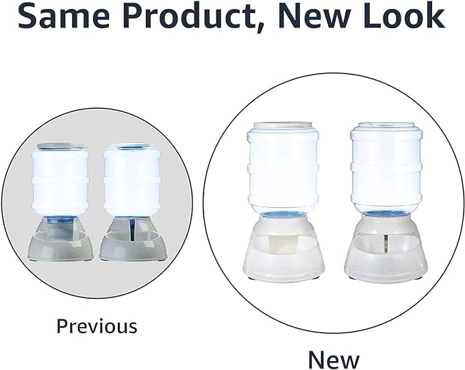 Amazon Basics Automatic Dog Cat Water Dispenser Gravity Feeder Set, Small, 6-Pound Food Capacity, 1-Gallon, Gray - PAWPICO